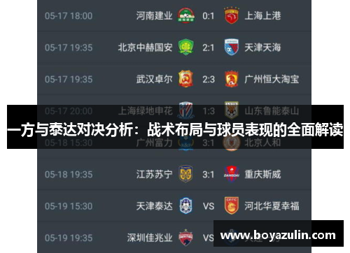 一方与泰达对决分析：战术布局与球员表现的全面解读